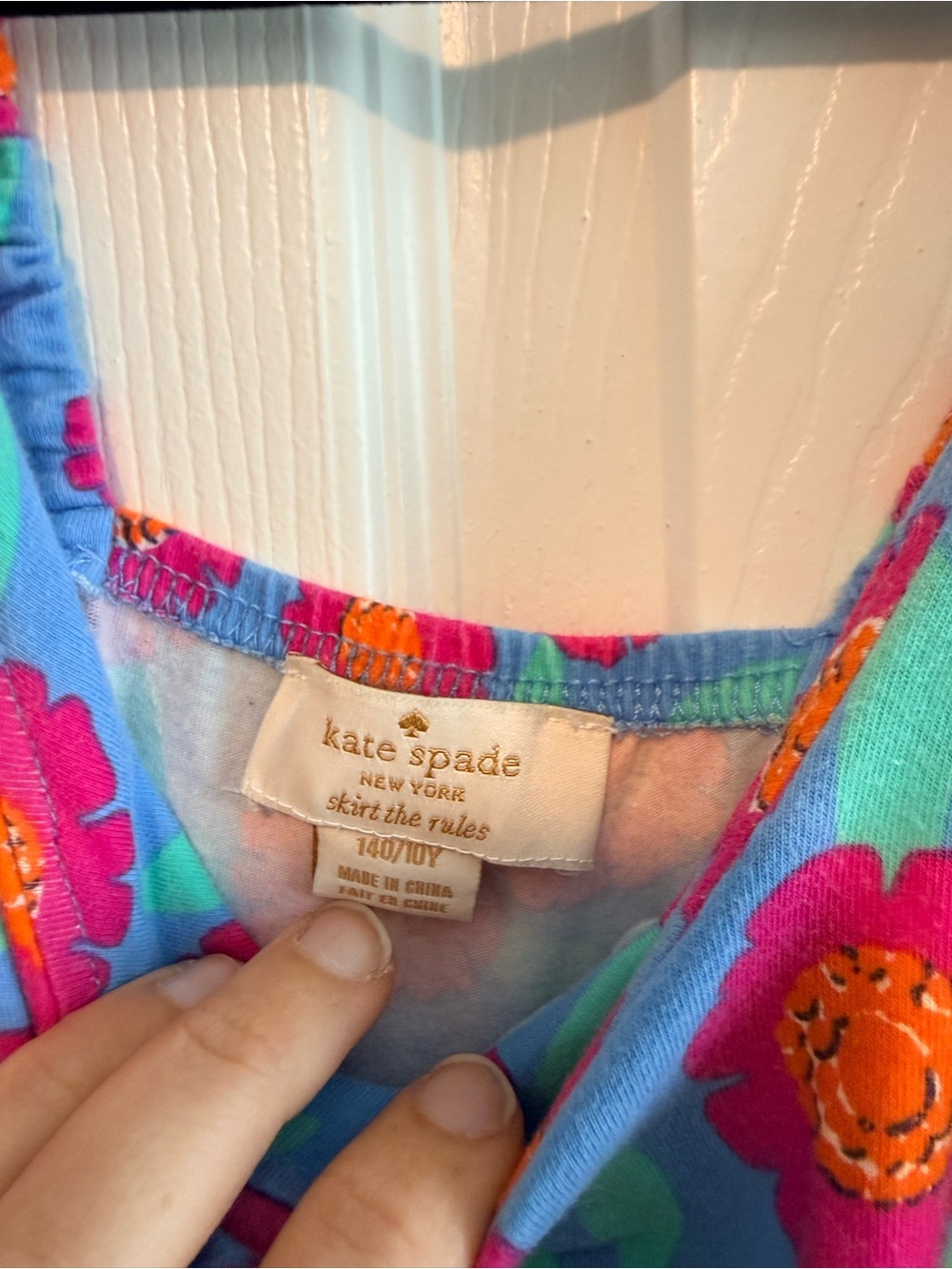 kate spade Blue Floral Girls' Romper with Pink Flowers - Picture 3 of 5